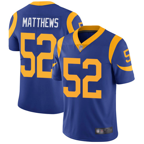 Los Angeles Rams Limited Royal Blue Men Clay Matthews Alternate Jersey NFL Football #52 Vapor Untouchable